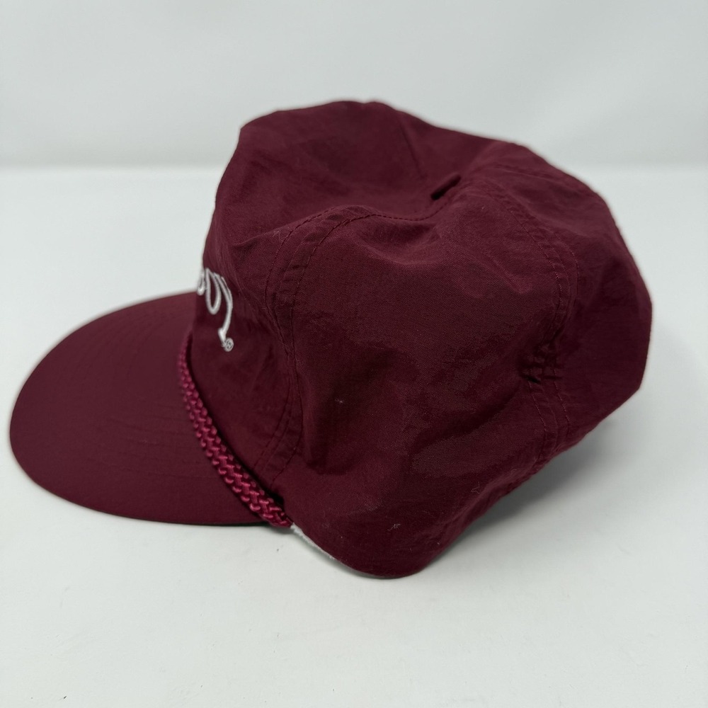 Vintage Bugle Boy Baseball Hat Cap Strap Back Burgundy Red Rope Mens One Size - Picture 2 of 6